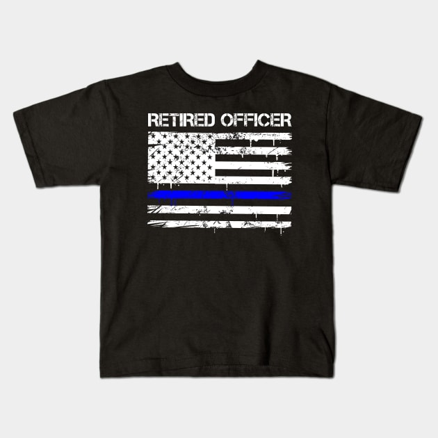 Retired Police Officer Proud Patriotic Officer American Flag Kids T-Shirt by 5StarDesigns